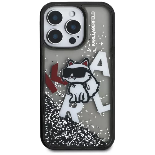 Karl Lagerfeld - Liquid Glitter Choupette Logo MagSafe (KLHCP16XLCHSCTDK) - iPhone 16 Pro Max - Black