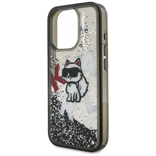 Karl Lagerfeld - Liquid Glitter Choupette Logo MagSafe (KLHCP16XLCHSCTDK) - iPhone 16 Pro Max - Black