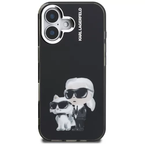 Karl Lagerfeld - IML Aquarelle Karl & Choupette (KLHCP16SHMKCAQK) - iPhone 16 - Black