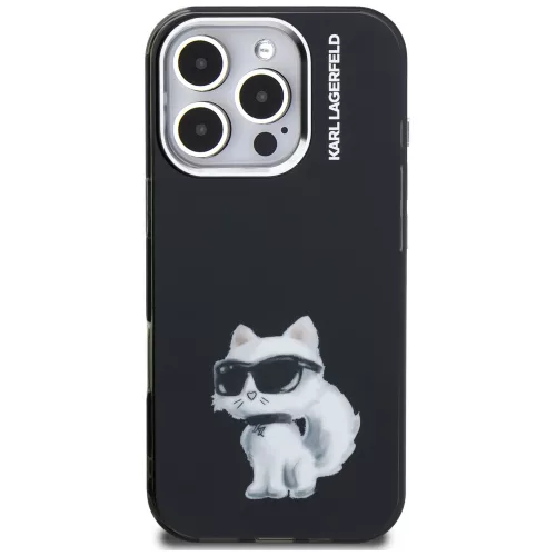Karl Lagerfeld - IML Aquarelle Choupette Logo (KLHCP16XHMCHAQK) - iPhone 16 Pro Max - Black