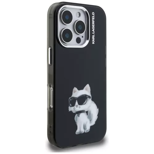 Karl Lagerfeld - IML Aquarelle Choupette Logo (KLHCP16XHMCHAQK) - iPhone 16 Pro Max - Black