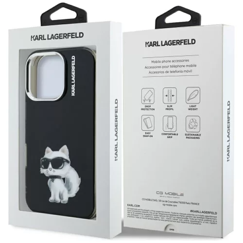 Karl Lagerfeld - IML Aquarelle Choupette Logo (KLHCP16XHMCHAQK) - iPhone 16 Pro Max - Black