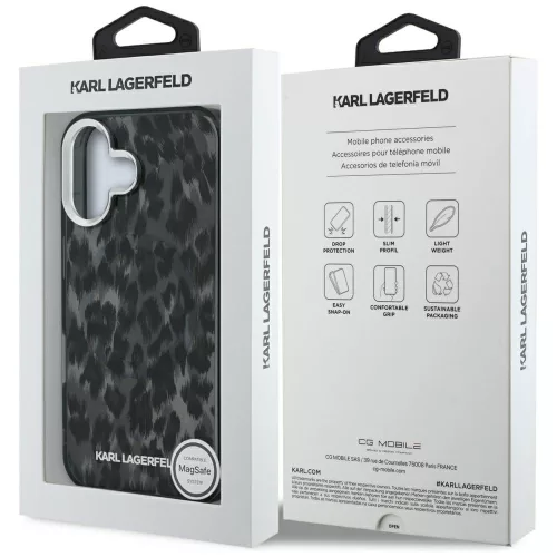Karl Lagerfeld - IML Leopard Pattern MagSafe (KLHMP16SHDLEOICK) - iPhone 16 - Black