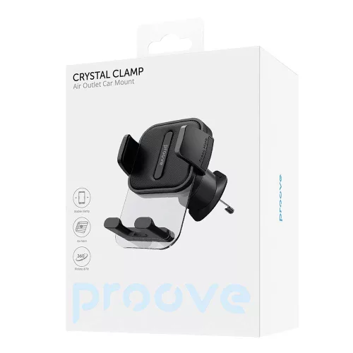 Proove - Autós tartó Crystal Clamp (CHCC00000001) - Szellőzőrácsra, Mechanical Clamp, Secure Fastening, for 4.7"-6.9" telefonokhoz - Black