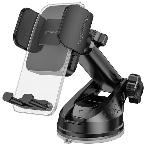 Proove - Autós tartó Crystal Clamp Plus (CHCSP0000001) - Műszerfalra, Mechanical Clamp, Tapadókorong, Stylish, Univerzális - Black