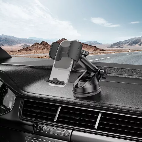 Proove - Autós tartó Crystal Clamp Plus (CHCSP0000001) - Műszerfalra, Mechanical Clamp, Tapadókorong, Stylish, Univerzális - Black