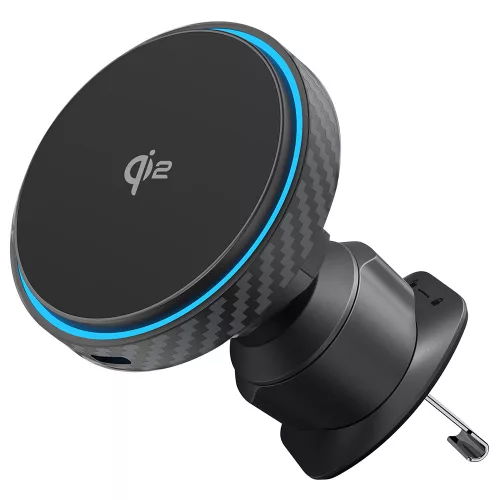 Proove - Autós tartó vezeték nélküli töltéssel Graphite Circle (WHGC15010001) - Szellőzőrácsra, Qi2, 15W, LED Indicator - Black