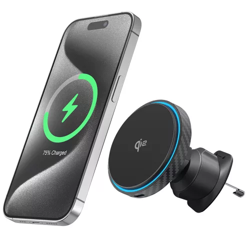 Proove - Autós tartó vezeték nélküli töltéssel Graphite Circle (WHGC15010001) - Szellőzőrácsra, Qi2, 15W, LED Indicator - Black