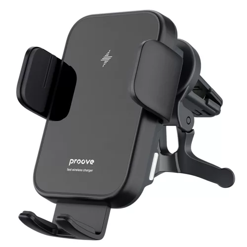 Proove - Autós tartó vezeték nélküli töltéssel Triple Clamp (WHTC15010001) - Szellőzőrácsra, Automata karok, 15W, 4.0"-6.9" - Black
