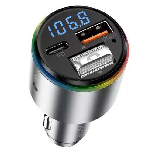 Proove - Car Charger with FM Modulator (FMPD30110006) - USB, Type-C, AUX, Bluetooth 5.3, Fast Charge, 30W, 12-24V - Silver