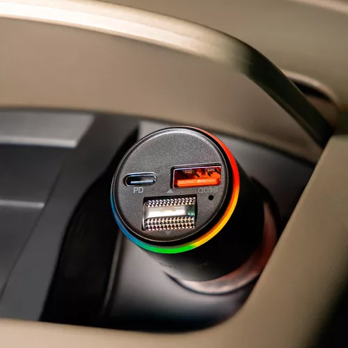 Proove - Car Charger with FM Modulator (FMPD30110006) - USB, Type-C, AUX, Bluetooth 5.3, Fast Charge, 30W, 12-24V - Silver