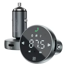   Proove - Car Charger with FM Modulator (FMSS30110003) - with Touch Screen, USB, Type-C, U-Disk, TF, Bluetooth 5.0, 30W - Grey