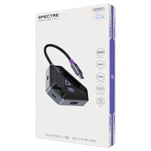 Proove - Docking Station Gaming Spectre 5in1 (HBPG10221205) - Type-C to 2x USB 3.0, Type-C, HDMI, PD100W - Dark Grey
