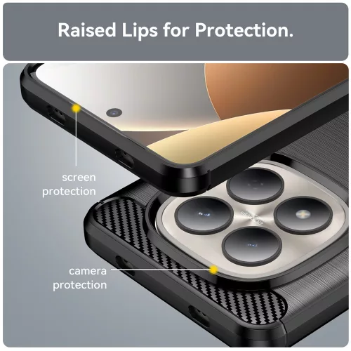 Techsuit - Carbon szilikon tok - Xiaomi Redmi Note 15 Pro 4G - Fekete