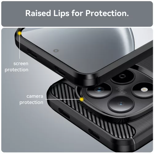 Techsuit - Carbon szilikon tok - Xiaomi Redmi Note 15 Pro 5G - Fekete