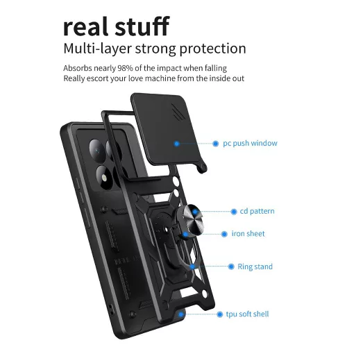 Techsuit - CamShield ütésálló tok - Xiaomi Redmi Note 15 Pro+ 5G / Poco M8 Pro 5G - Fekete