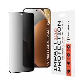   Techsuit - 111D Privacy betekintésgátló üvegfólia - Xiaomi Redmi Note 15 Pro 5G - Fekete