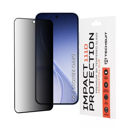 Techsuit - 111D Privacy betekintésgátló üvegfólia - Oppo Reno15 F / Reno15 FS 5G - Fekete