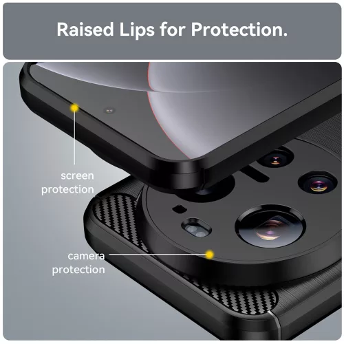 Techsuit - Carbon szilikon tok - Xiaomi 17 Ultra - Fekete