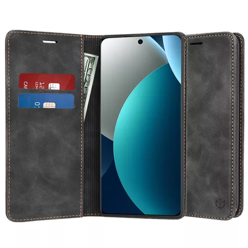 Techsuit - Confy Cover kinyitható tok - Xiaomi Redmi Note 15 Pro 4G - Fekete