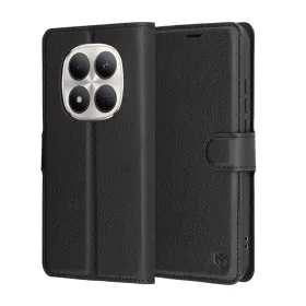   Techsuit - Leather Folio kinyitható tok - Xiaomi Redmi Note 15 Pro 5G - Fekete