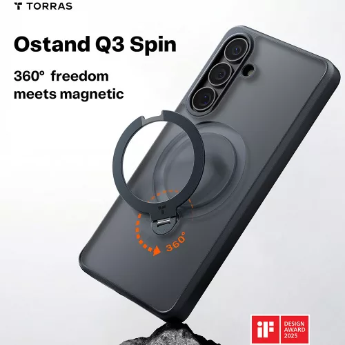Torras - Ostand Spin Series tok - Samsung Galaxy S26 - Fekete