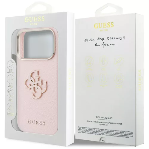 Guess - Keménytok Logó (GUHCP17L5PS4RGGP) - iPhone 17 Pro - Rózsaszín