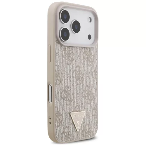 Guess - Keménytok 4G Pántos Háromszög Logó MagSafe (GUHMP17LP4TSDPPSP) - iPhone 17 Pro - Rózsaszín