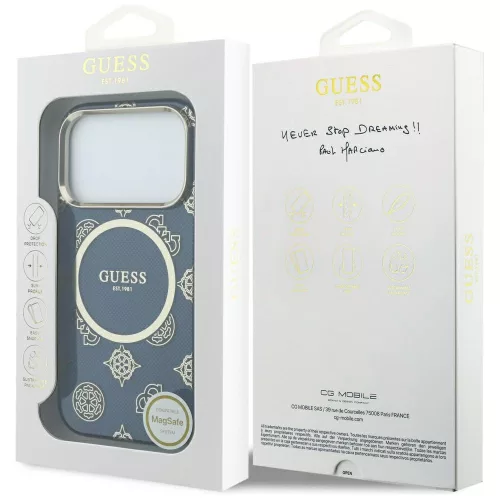 Guess - IML Bazsarózsás Pöttyös MagSafe (GUHMP17L5HPOEDB) - iPhone 17 Pro - Kék
