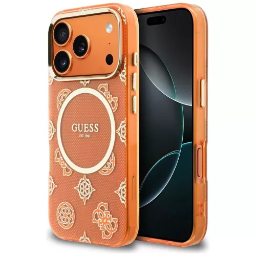 Guess - IML Bazsarózsás Pöttyös MagSafe (GUHMP17L5HPOEDO) - iPhone 17 Pro - Narancssárga