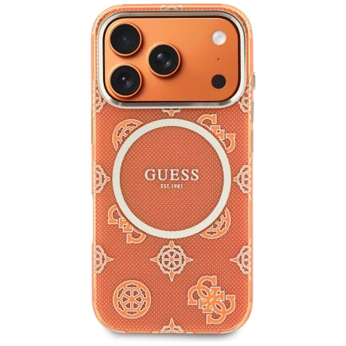 Guess - IML Bazsarózsás Pöttyös MagSafe (GUHMP17L5HPOEDO) - iPhone 17 Pro - Narancssárga