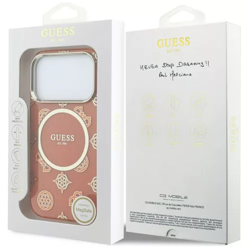Guess - IML Bazsarózsás Pöttyös MagSafe (GUHMP17L5HPOEDO) - iPhone 17 Pro - Narancssárga