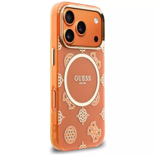 Guess - IML Bazsarózsás Pöttyös MagSafe (GUHMP17X5HPOEDO) - iPhone 17 Pro Max - Narancssárga
