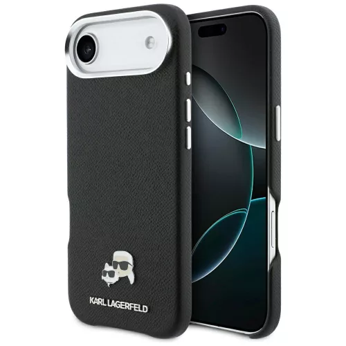 Karl Lagerfeld - Hardcase Leather K&C Head Pin MagSafe (KLHMP17M6PFKCLK) - iPhone 17 Air - Perforated Logo, Black