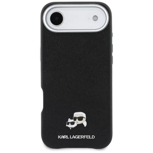 Karl Lagerfeld - Hardcase Leather K&C Head Pin MagSafe (KLHMP17M6PFKCLK) - iPhone 17 Air - Perforated Logo, Black