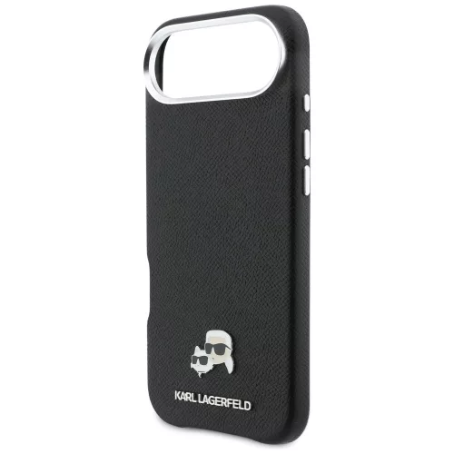 Karl Lagerfeld - Hardcase Leather K&C Head Pin MagSafe (KLHMP17M6PFKCLK) - iPhone 17 Air - Perforated Logo, Black
