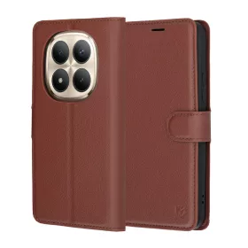   Techsuit - Leather Folio kinyitható tok - Xiaomi Redmi Note 15 Pro+ 5G / Poco M8 Pro 5G - Barna