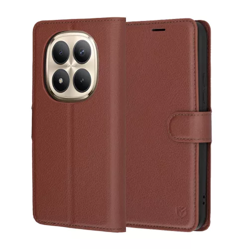 Techsuit - Leather Folio kinyitható tok - Xiaomi Redmi Note 15 Pro+ 5G / Poco M8 Pro 5G - Barna