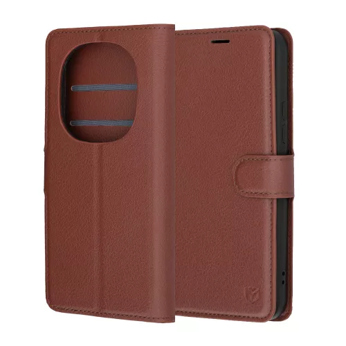 Techsuit - Leather Folio kinyitható tok - Xiaomi Redmi Note 15 Pro+ 5G / Poco M8 Pro 5G - Barna