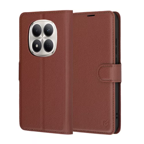 Techsuit - Leather Folio kinyitható tok - Xiaomi Redmi Note 15 Pro 5G - Barna