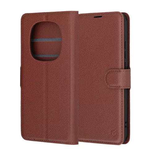 Techsuit - Leather Folio kinyitható tok - Xiaomi Redmi Note 15 Pro 5G - Barna