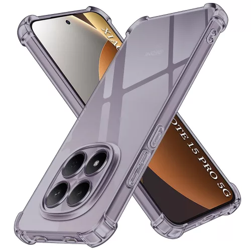 Techsuit - Shockproof Átlátszó Ütésálló Szilikon tok - Xiaomi Redmi Note 15 Pro 5G - Átlátszó fekete