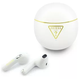   Guess - Vezeték nélküli fülhallgató szkriptmintával (GUTWSA15HETH) - Fülbe helyezhető, Bluetooth, TWS, kis kerek kialakítás - Fehér