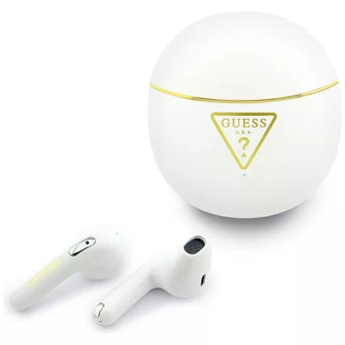 Guess - Vezeték nélküli fülhallgató szkriptmintával (GUTWSA15HETH) - Fülbe helyezhető, Bluetooth, TWS, kis kerek kialakítás - Fehér