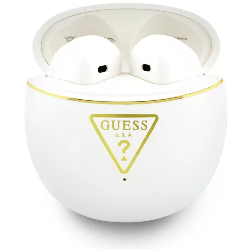 Guess - Vezeték nélküli fülhallgató szkriptmintával (GUTWSA15HETH) - Fülbe helyezhető, Bluetooth, TWS, kis kerek kialakítás - Fehér