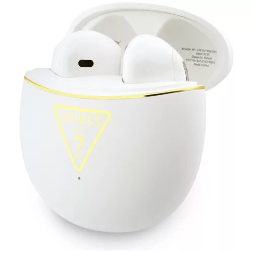 Guess - Vezeték nélküli fülhallgató szkriptmintával (GUTWSA15HETH) - Fülbe helyezhető, Bluetooth, TWS, kis kerek kialakítás - Fehér