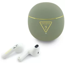   Guess - Vezeték nélküli fülhallgató Script Print (GUTWSA15HETN) - Fülbe helyezhető, Bluetooth, TWS, Kis kerek kialakítás - Khaki