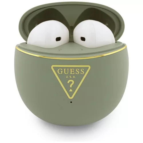 Guess - Vezeték nélküli fülhallgató Script Print (GUTWSA15HETN) - Fülbe helyezhető, Bluetooth, TWS, Kis kerek kialakítás - Khaki