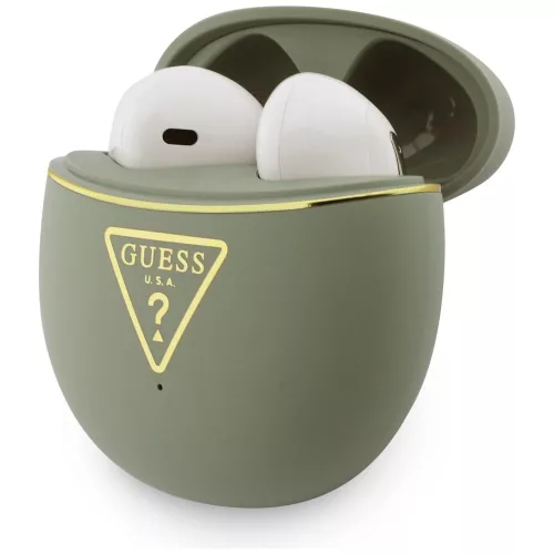 Guess - Vezeték nélküli fülhallgató Script Print (GUTWSA15HETN) - Fülbe helyezhető, Bluetooth, TWS, Kis kerek kialakítás - Khaki