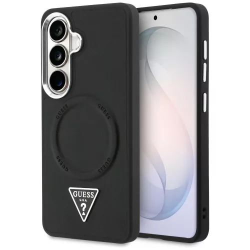 Guess - Dombornyomott Gyűrű Háromszög Logó MagSafe (GUHMS26SPSDTSCMK) - Samsung Galaxy S26 - Fekete